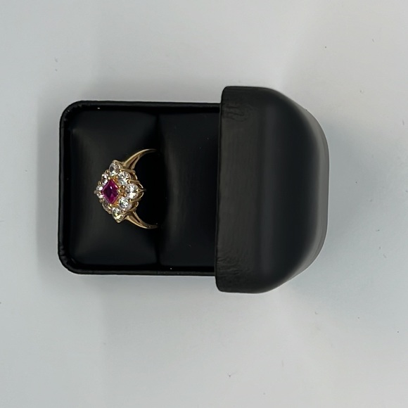 Ruby and CZ vermeil ring size 10 - Picture 10 of 11